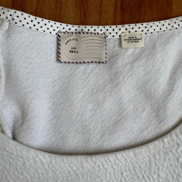 Anthropologie H15 S‘CL White Textured Cotton Knit Ruffle Hem & Back Tee - Picture 6 of 8